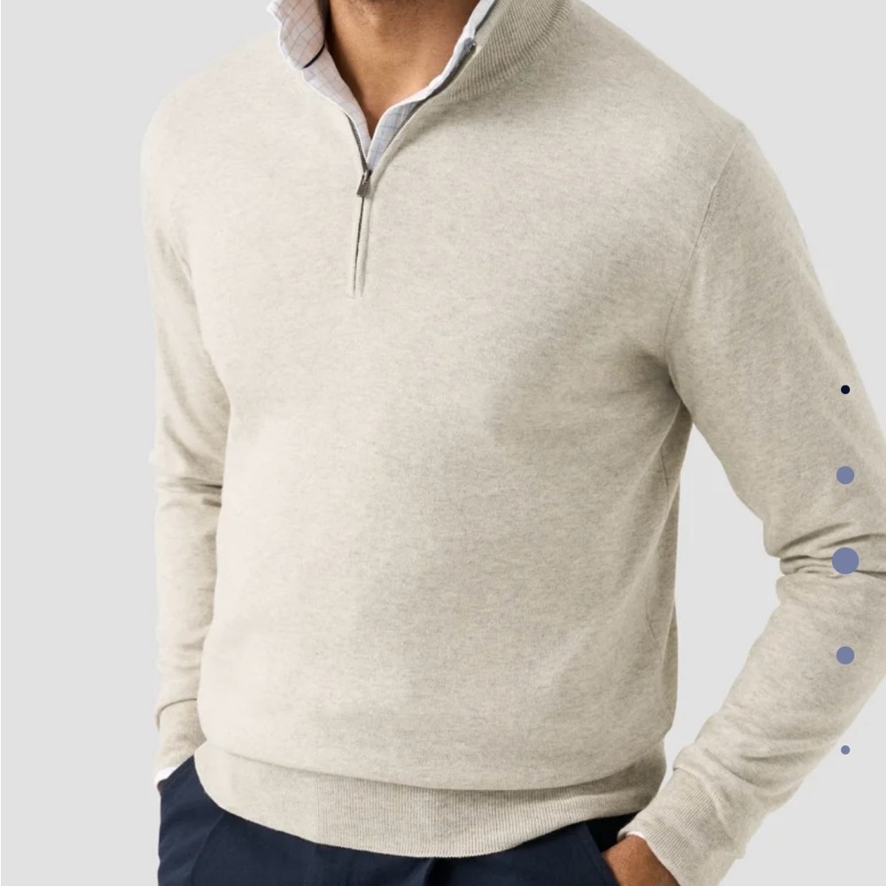 Men's Eton Cashmere-Cotton Quarter-zip sweater
